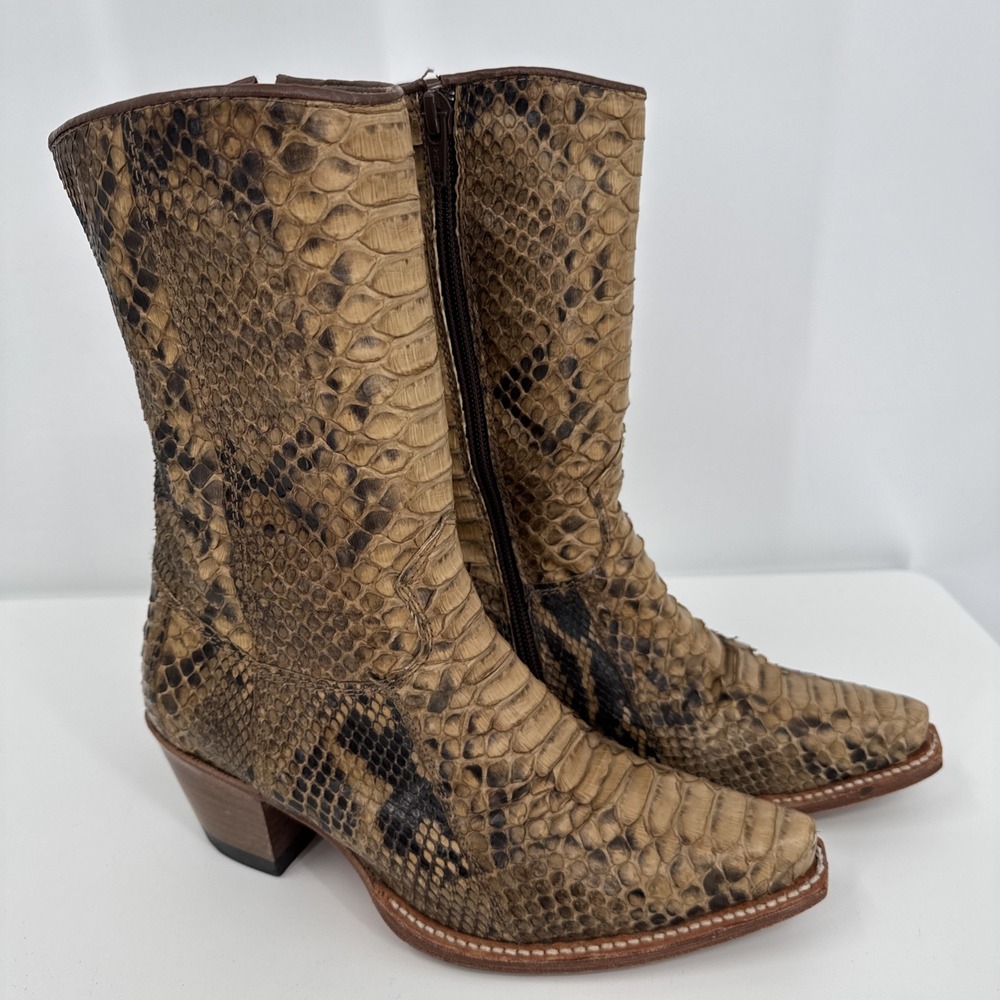 H.F. Senka Limited Edition Signed Ankle Boots Western Cowgirl‎ Size 6 Snakeskin